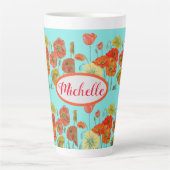 Orange Fleurs de pavot Aquarelle Mug Floral Aqua (Devant)