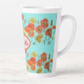 Orange Fleurs de pavot Aquarelle Mug Floral Aqua (Droite)