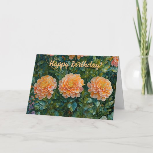 Orange Fleurs Jardin Art Carte Anniversaire (Devant)