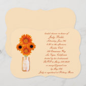 Orange Fleurs Mason Jar Invitation à la douche nup (Devant / Derrière)