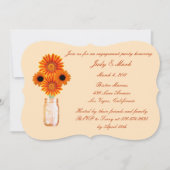 Orange Fleurs Mason Jar Invitation de la partie d' (Devant)