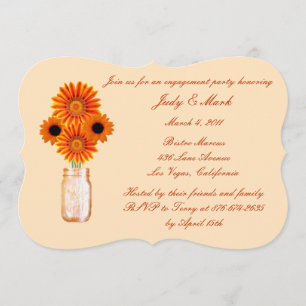 Orange Fleurs Mason Jar Invitation de la partie d'