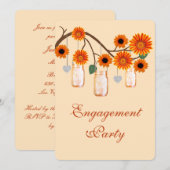 Orange Fleurs Mason Jars Engagement Invitation (Devant / Derrière)