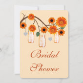Orange Fleurs Mason Jars Invitation douche nuptial (Devant)