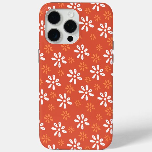 Orange Fleurs Motif iPhone 15 Pro Max Coque (Verso)