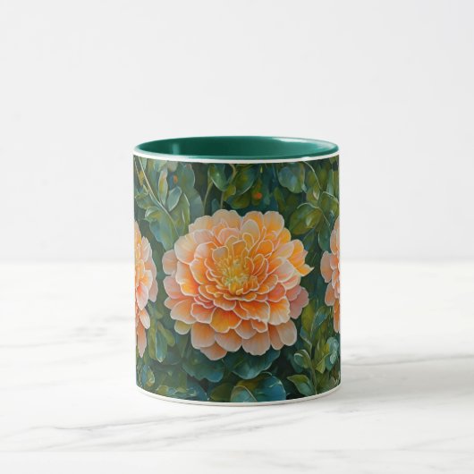 Orange Fleurs Mum Garden Art Mug Cup (Centre)