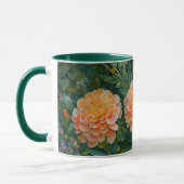Orange Fleurs Mum Garden Art Mug Cup (Gauche)