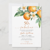 Orange Floral 50 & Fabuleuse Invitation Anniversai (Devant)