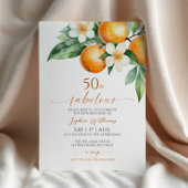 Orange Floral 50 & Fabuleuse Invitation Anniversai