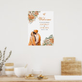 Orange Floral Anand Karaj Affiche de bienvenue Mar (Cuisine)