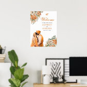 Orange Floral Anand Karaj Affiche de bienvenue Mar (Bureau à domicile)