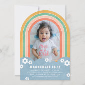 Orange Floral Arc-en-ciel Invitation d'anniversair (Devant)