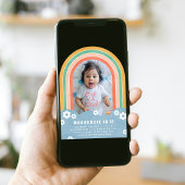 Orange Floral Arc-en-ciel Invitation d'anniversair