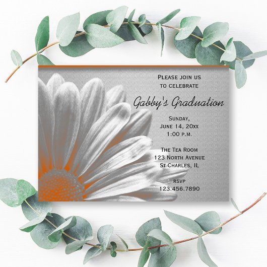 Orange Floral Faits saillants Invitation de la fêt