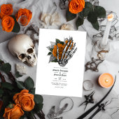 Orange Floral gothique Mariage QR Code Invitation