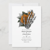 Orange Floral gothique Mariage QR Code Invitation (Devant)