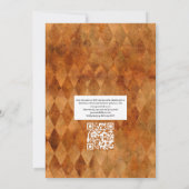 Orange Floral gothique Mariage QR Code Invitation (Dos)