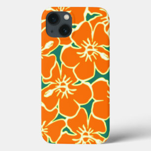 Orange Floral Hibiscus Hawaiian Flowers coque ipad