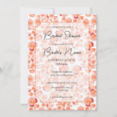 Orange Floral Imprimer Invitation de douche nuptia (Devant)
