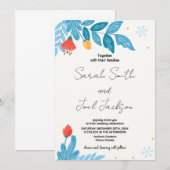 Orange Floral Neige Invitations Mariage (Devant / Derrière)