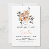 Orange Floral Retraite Party Invitation (Devant)