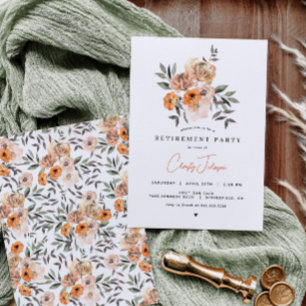 Orange Floral Retraite Party Invitation