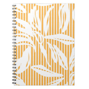 Orange Floral seamless pattern with striped backgr Notitieboek