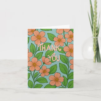 Orange Floral Thank You Card with Hand Lettering | Bedankkaart