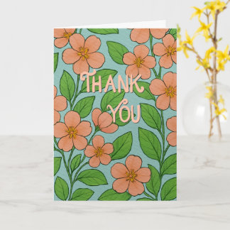 Orange Floral Thank You Card with Hand Lettering | Kaart