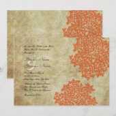 Orange Floral Vintage Wedding Invitations (Devant / Derrière)