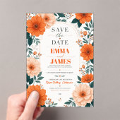 Orange Floral Wedding Invitation (In situ (ordinateur de poche))
