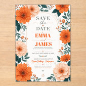Orange Floral Wedding Invitation (Recto)