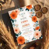 Orange Floral Wedding Invitation