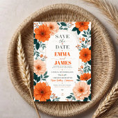 Orange Floral Wedding Invitation