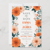 Orange Floral Wedding Invitation (Devant)