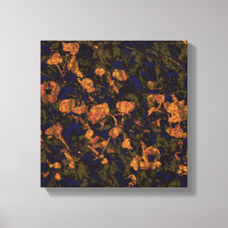 Orange flower against leaf pattercamouflage canvas afdruk