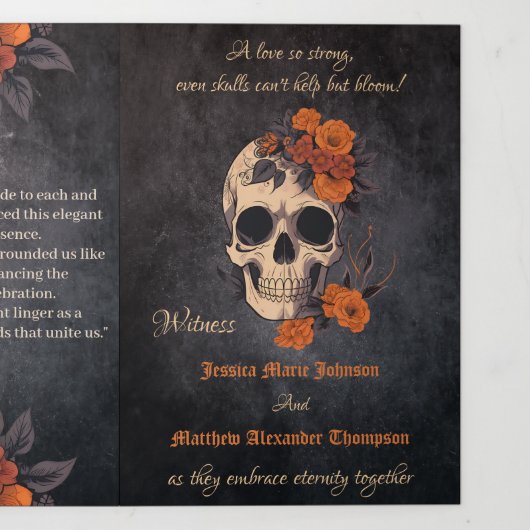 Orange Flower Complete Trifolded Wedding programme (Page de couverture)