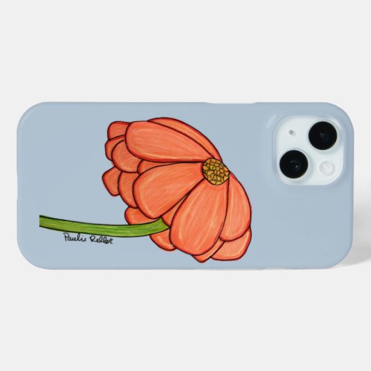 Orange Flower with Blue background Case-Mate iPhone Case (Achterkant (horizontaal))
