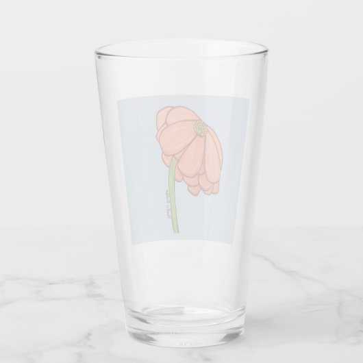 Orange Flower with Blue background Glas (Achterkant)