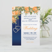 Orange Flowers et Navy Blue Invitation (Debout devant)