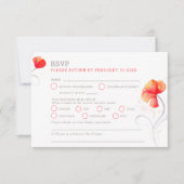 Orange flowers gray swirl watercolor RSVP (Voorkant)