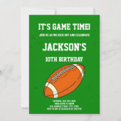 Orange & Football Vert Invitation Anniversaire (Devant)