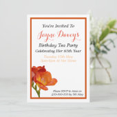 Orange Freesia Flower Invitation d'anniversaire (Debout devant)