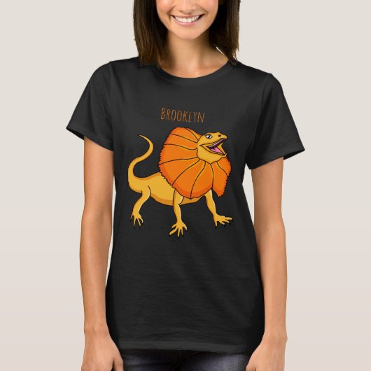 Orange Frilled Neck Lizard Cartoon Illustration Ba T-shirt (Voorkant)