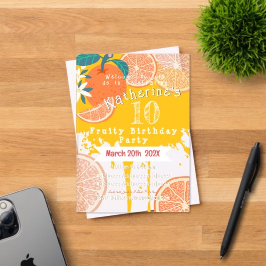 Orange Fruité Invitation Anniversaire (Insitu (Carte d'invitation))