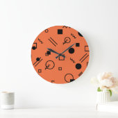 Orange, fun, trendy, geometric Memphis graphic Grote Klok (Huis)