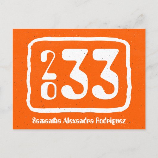 Orange Funky Class Année Graduation Carte Postale (Devant)