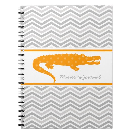 Orange Gator sur Chevron Carnet personnalisé (Devant)