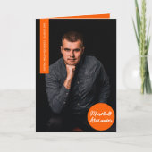 Orange Geometry Graduation Photo Invitation (Devant)