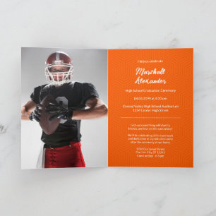 Orange Geometry Graduation Photo Invitation